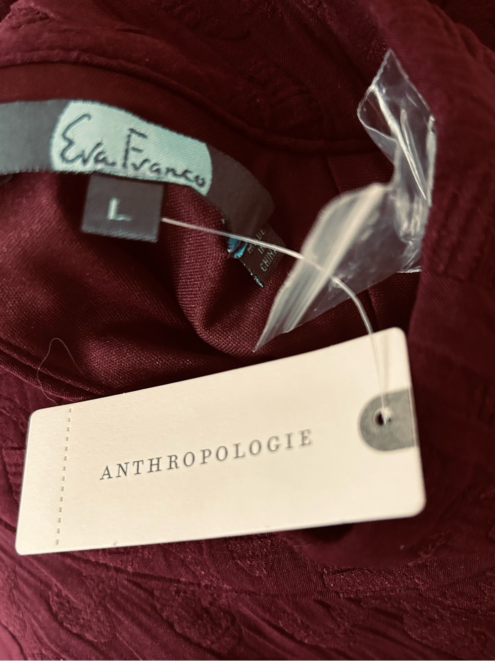 NWT Anthropologie Sleeveless Mock Neck Textured Jumpsuit - Burgundy. Size Large - Picture 5 of 7